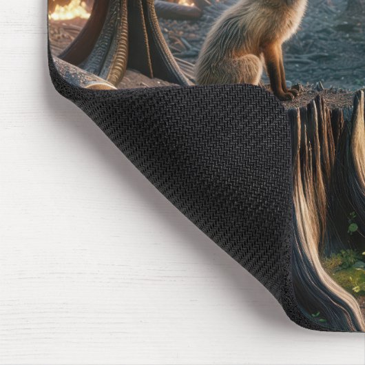 Waldbrand-Stumpf mit Fuchs Mousepad (Ecke)