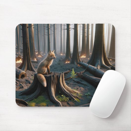 Waldbrand-Stumpf mit Fuchs Mousepad (Mit Mouse)