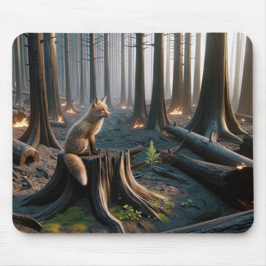 Waldbrand-Stumpf mit Fuchs Mousepad (Vorne)