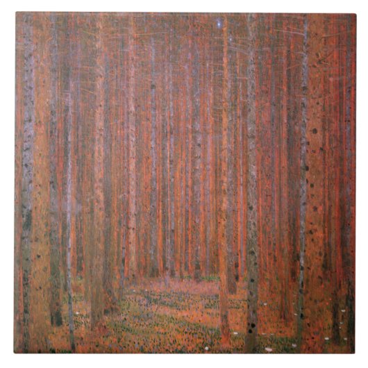 Waldbrand (von Gustav Klimt) Fliese (Vorderseite)