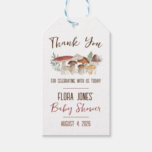 Waldbrände, Mushroom Themed Baby Dusche Geschenkanhänger (Vorderseite)