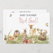 *~* Waldbrände Niedliche Waldtiere Tiermädchen Kin Einladung (Vorne/Hinten)