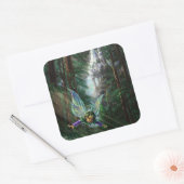 Waldbrände und Wasserfall Burg Quadratischer Aufkleber (Umschlag)