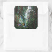 Waldbrände und Wasserfall Burg Quadratischer Aufkleber (Tasche)