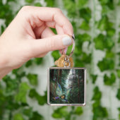 Waldbrände und Wasserfall Burg Schlüsselanhänger (Hand)