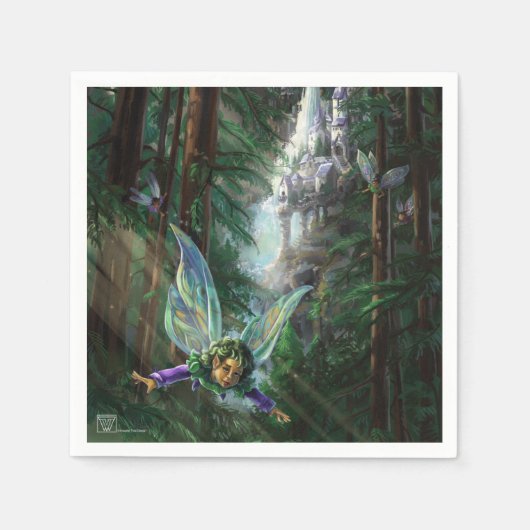 Waldbrände und Wasserfall Burg Serviette (Vorderseite)