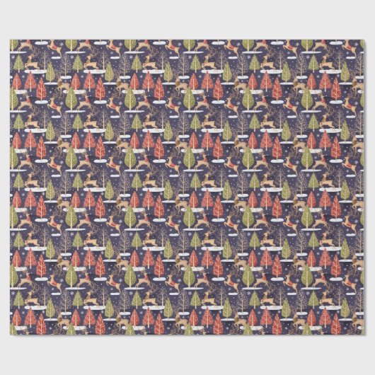 Waldbrandrentiere Winter Geschenkpapier (Flach)