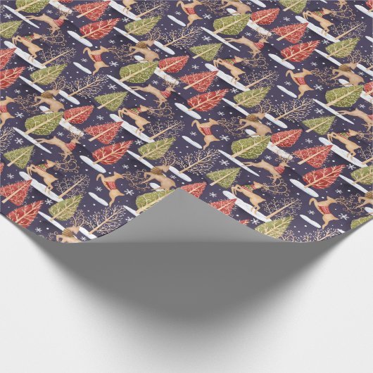 Waldbrandrentiere Winter Geschenkpapier (Ecke)