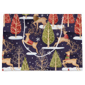 Waldbrandrentiere Winter Große Geschenktüte (Vorderseite)