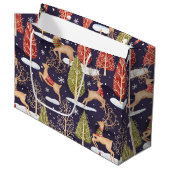 Waldbrandrentiere Winter Große Geschenktüte (Vorderseite Schrägansicht)