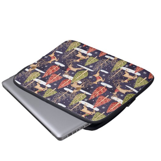 Waldbrandrentiere Winter Laptopschutzhülle (Vorne Knopf)