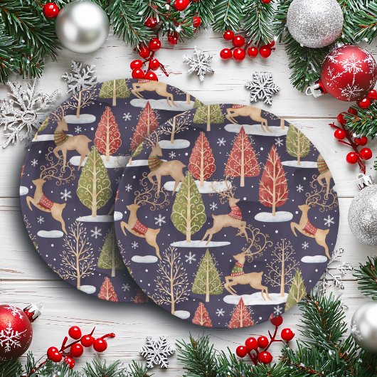 Waldbrandrentiere Winter Pappteller