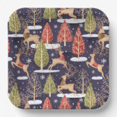 Waldbrandrentiere Winter Pappteller (Vorderseite)