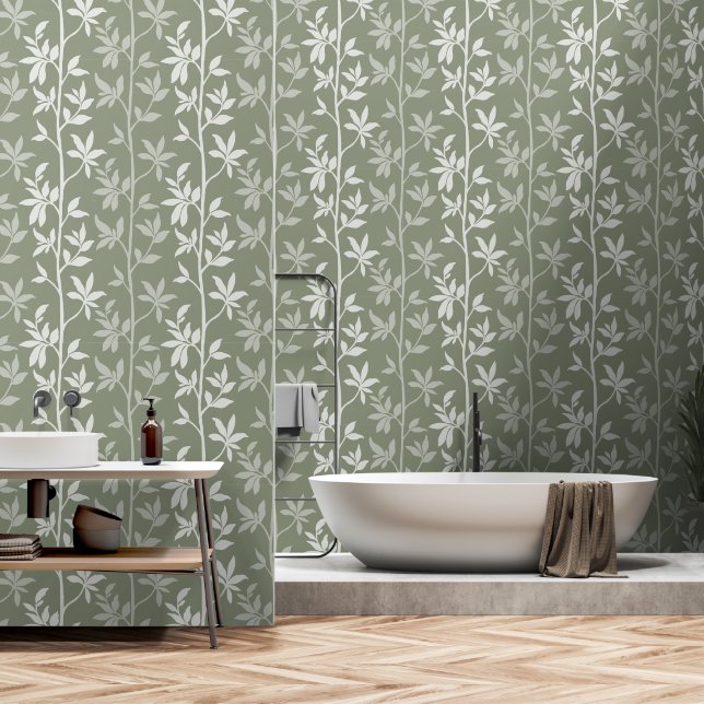 Waldbrise Silhouette L 2b minimal botanisch Tapete (Badezimmer)