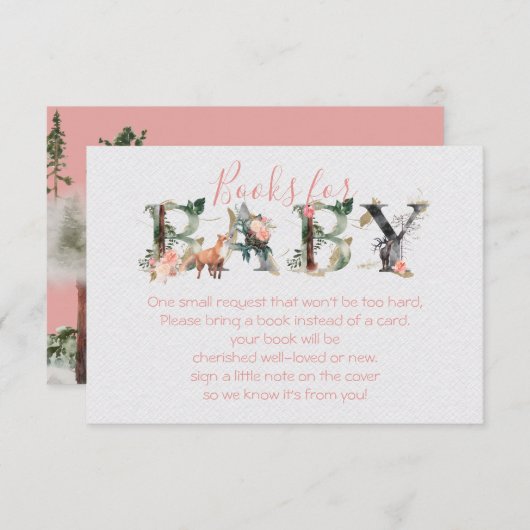Waldbücher für Babydusche Einladung (Vorne/Hinten)