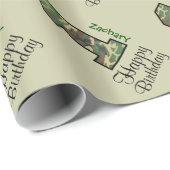 WALDCamouflage erster Geburtstags-individueller Geschenkpapier (Rolleneckpunkt)