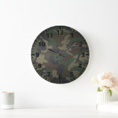 WaldCamouflage-Gewebe Große Wanduhr (Zuhause)