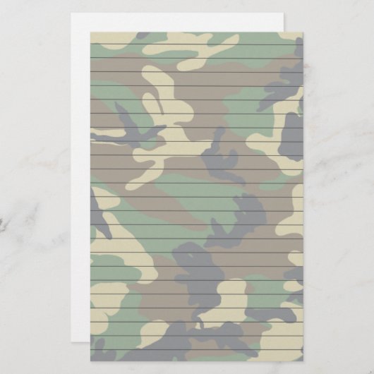 WaldCamouflage mit Linien Briefpapier (Vorne/Hinten)