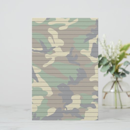 WaldCamouflage mit Linien Briefpapier (Stehend Vorderseite)