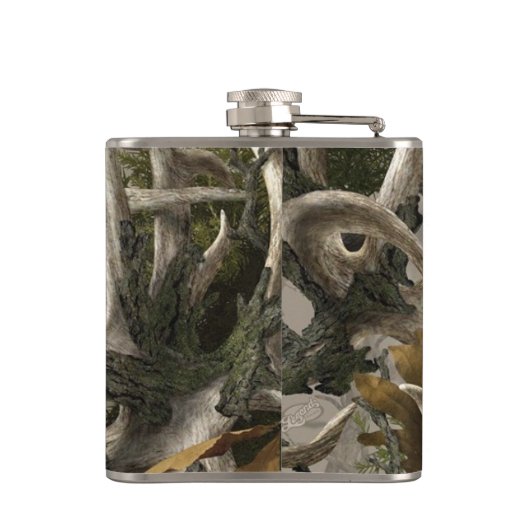 WaldCamouflage-Rotwildgeweih Flachmann (Rückseite)