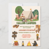 Waldcamping-Geburtstagsfeier Einladung (Vorderseite)