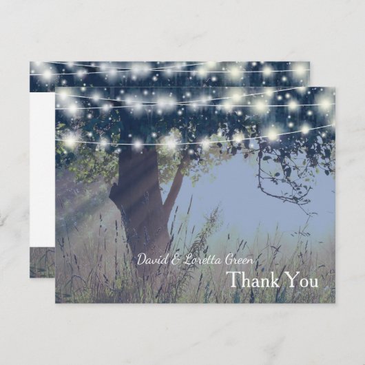 WaldDämmerungs-feenhafte Lichter danken Ihnen Dankeskarte (Vorne/Hinten)