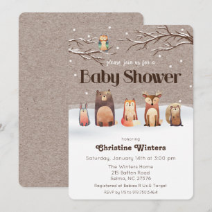 Walde Tiere Baby Shower Einladung