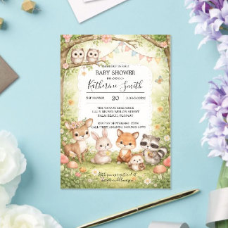Walde-Tiere-Baby-Shower-Einladungshintergrund Acryleinladungen
