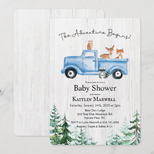 Walde Tiere LKW Baby Shower Einladung