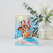 Waldeichhörnchen mit Tüte voller Bonbons, neues Ja Postkarte (Stehend Vorderseite)