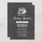 Waldeichhörnchen und Pinienkerne Halbpension Kinde Einladung (Vorne/Hinten)