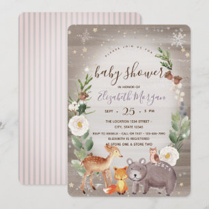 Waldeinladung für Baby-Party mit gestreiften Tiere Einladung