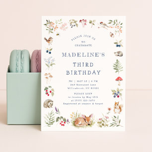 Waldeinladung zum Geburtstag mit Waldtieren Einladung