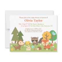 Waldeinladungen zum Babyshower mit Tiermotiven
