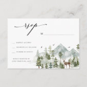 Waldeland Evergreen Mountains Hochzeit RSVP Begleitkarte (Vorderseite)
