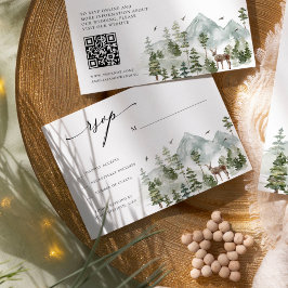 Waldeland Evergreen Mountains Hochzeit RSVP Begleitkarte