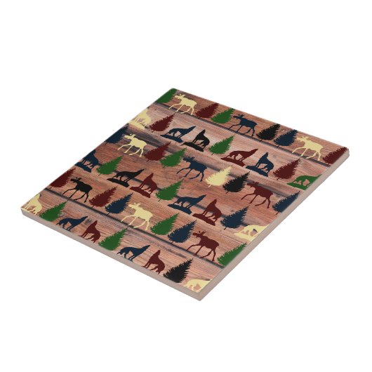 Waldelch-Wolf-Wildnis-Gebirgskabine rustikal Fliese (Seite)