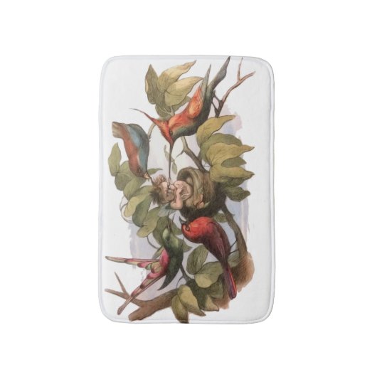 Waldelf im Nest: Antique Bird Sprite Fairy Badematte (Vorderseite Vertikal)