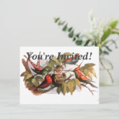 Waldelf im Nest: Antique Bird Sprite Fairy Einladung (Stehend Vorderseite)