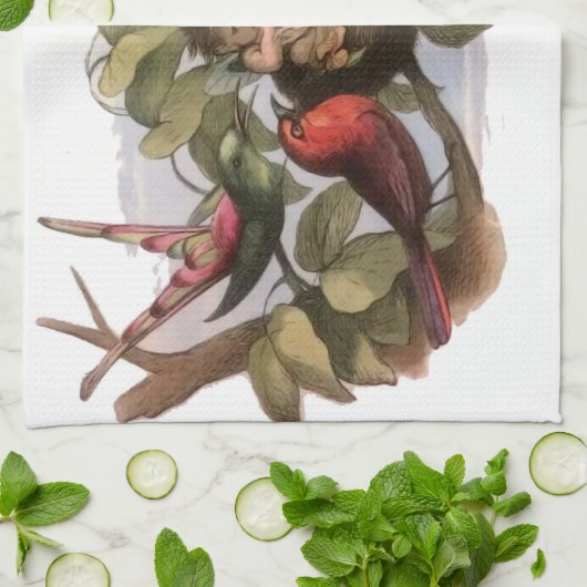 Waldelf im Nest: Antique Bird Sprite Fairy Geschirrtuch (Gefaltet)