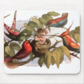 Waldelf im Nest: Antique Bird Sprite Fairy Mousepad (Vorne)