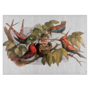 Waldelf im Nest: Antique Bird Sprite Fairy Schneidebrett