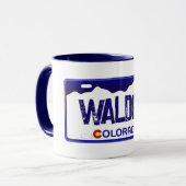 Walden Colorado Blauer Nummernschild Tasse (Vorderseite Links)