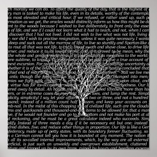 Walden Woods Black Literaturkunst Print Poster (Vorne)