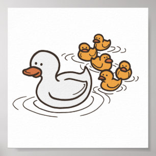 Waldentenfamilie Kleiner Druck Poster