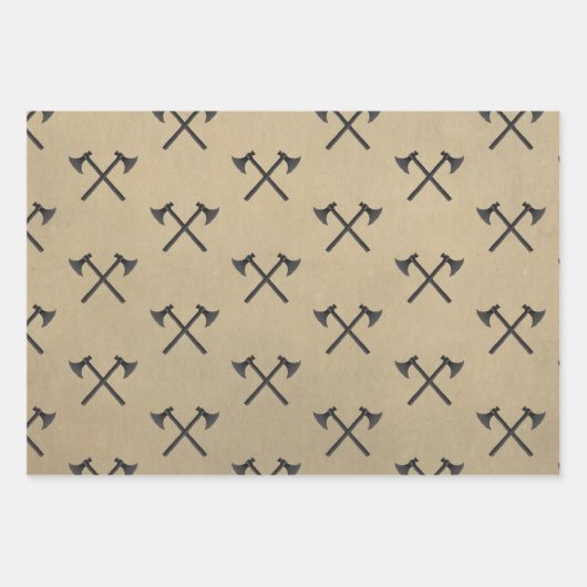 Wälder, Äxte, Berge, schwarz und steinförmig Geschenkpapier Set (Vorderseite 3)