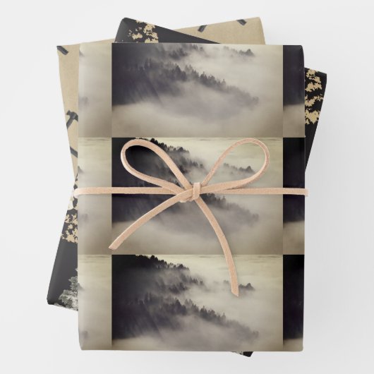 Wälder, Äxte, Berge, schwarz und steinförmig Geschenkpapier Set (Beispiel)