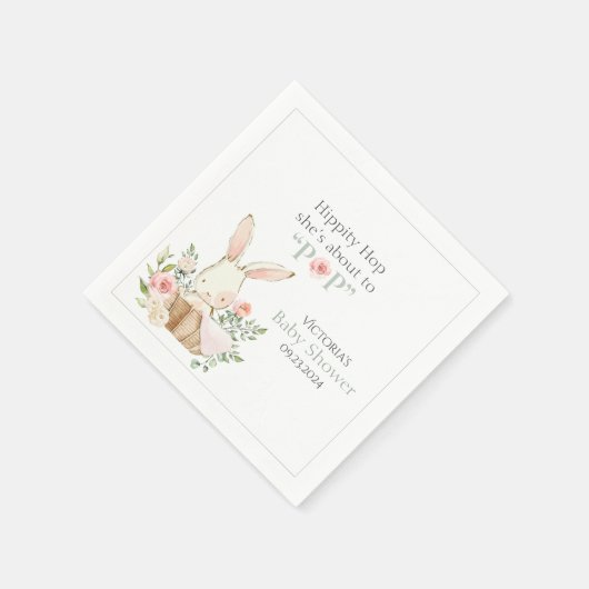 Wälder Bunny Rabbit Pink Floral Serviette (Ecke)