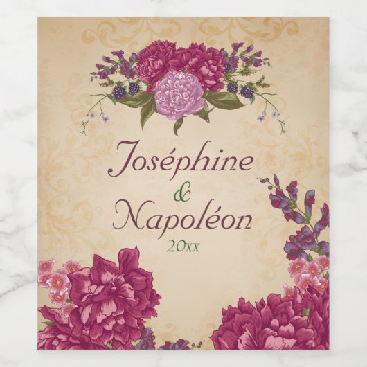 Wälder, Cranberry und Plum Floral Weinetikett (Einzelnes Label)