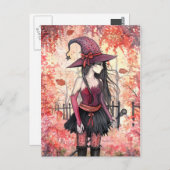 Wälder der Herbst-Hexenkarte Postkarte (Vorne/Hinten)